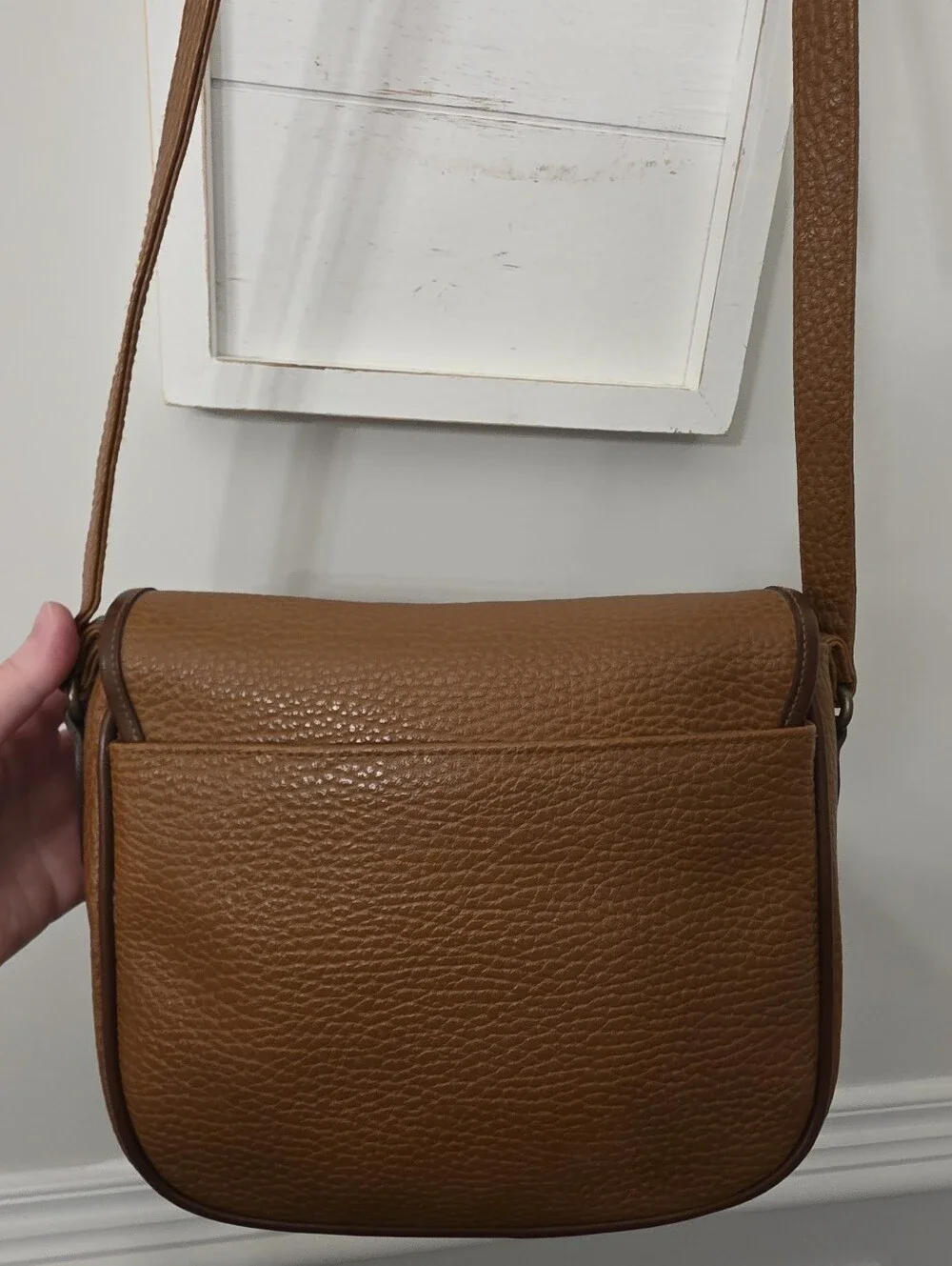 Vintage J G Hook Brown Leather Bag With Plaid Interior